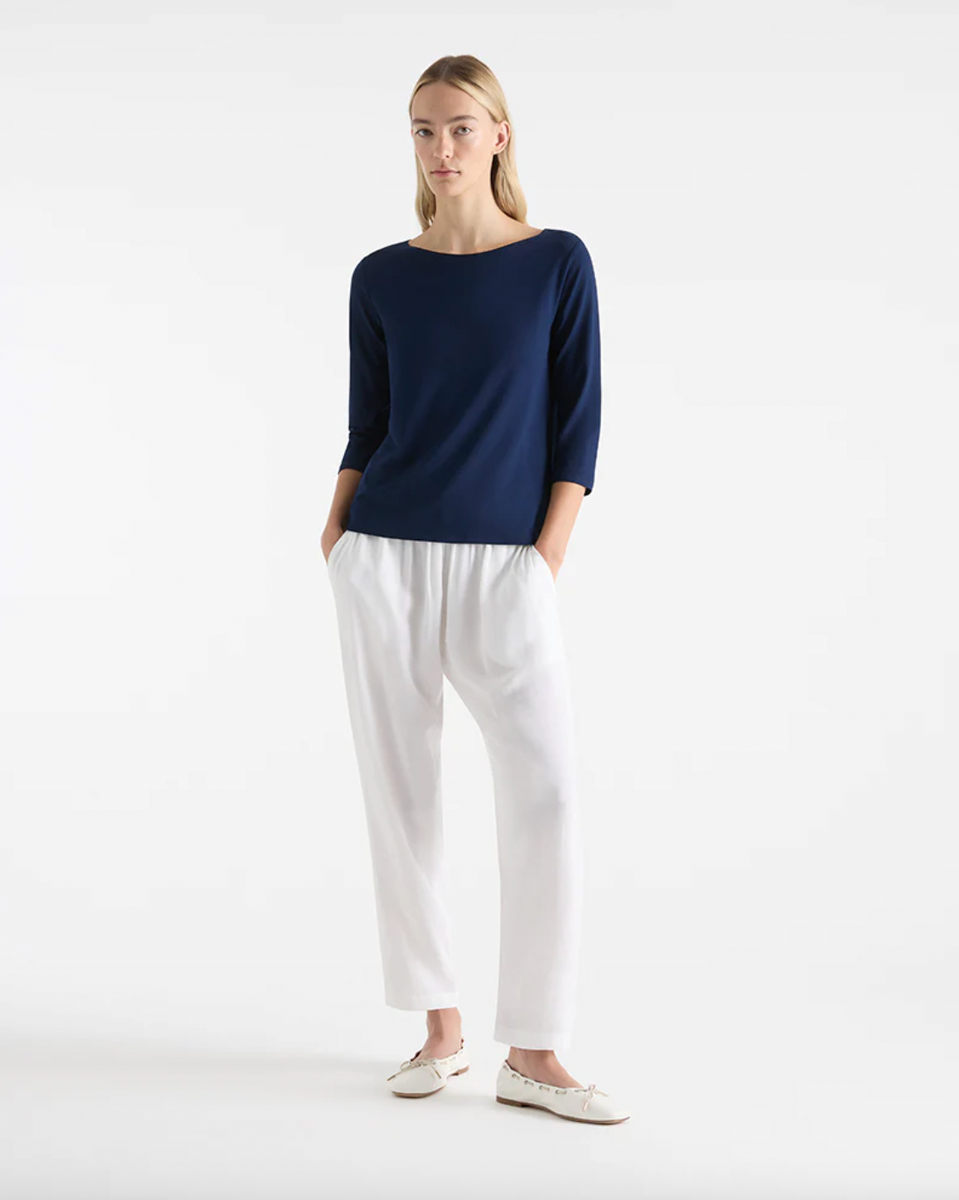 Mela Purdie, Relaxed Boat Neck Denim Woven Esperance